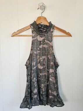 EXPRESS Sage Lace Halter Tank